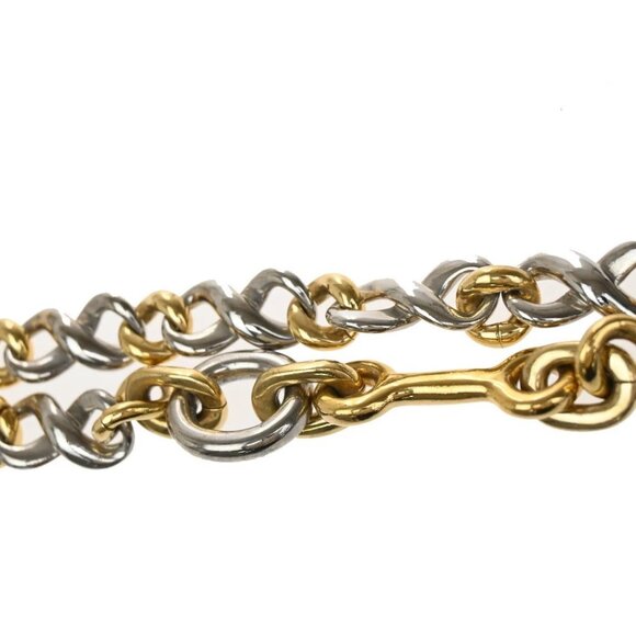 LOUIS VUITTON Logo Chain Long Necklace Gold Silver Italy - Picture 8 of 11